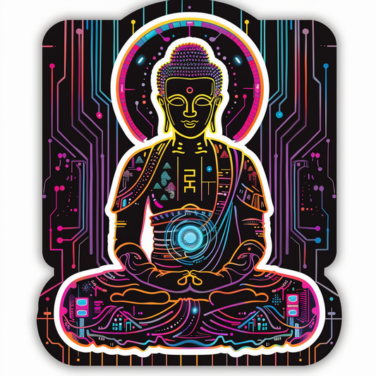 Buddha cyber punk majestic Expressive surreal Vinyl Decal Sticker for Car, Laptop, Tumbler and more # F016995