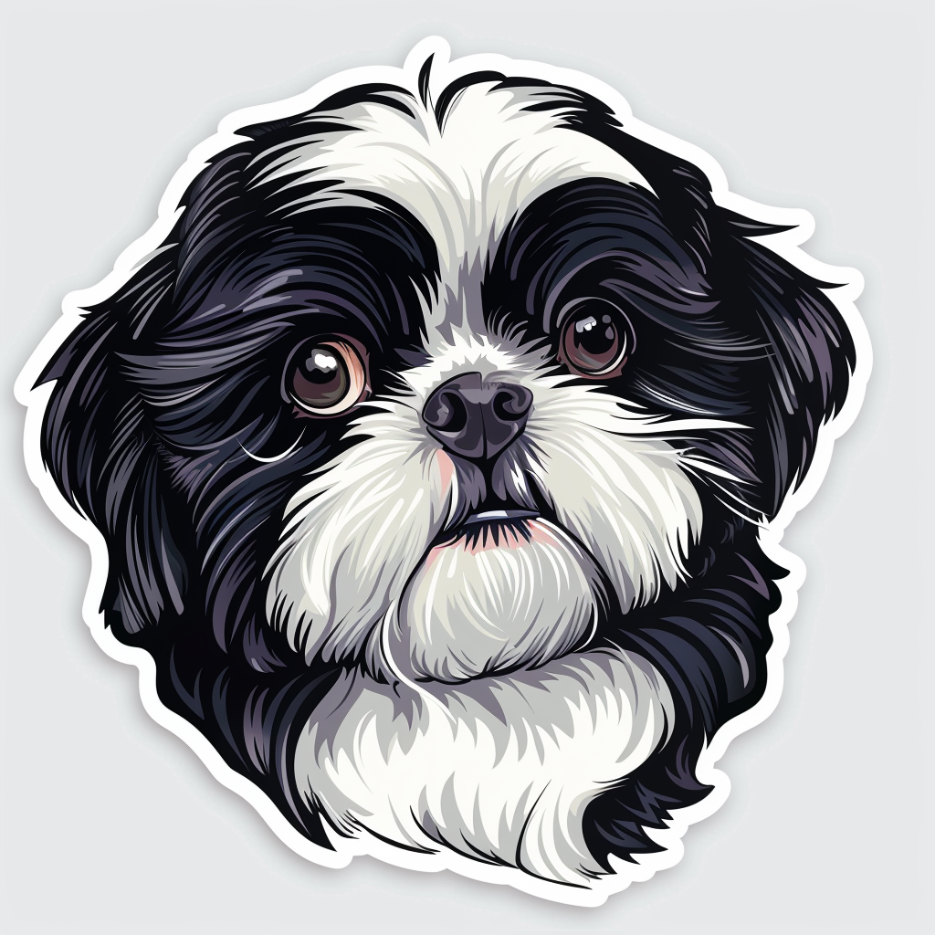 Adorable Shih Tzu Dog Expressive surreal Vinyl Decal Sticker for Car, Laptop, Tumbler and more # F018494