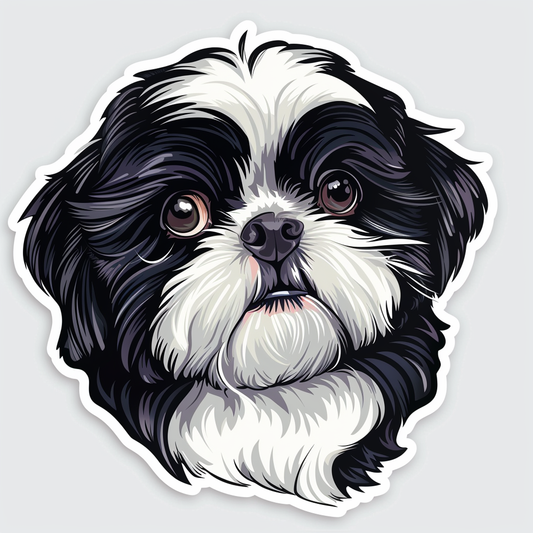 Adorable Shih Tzu Dog Expressive surreal Vinyl Decal Sticker for Car, Laptop, Tumbler and more # F018494
