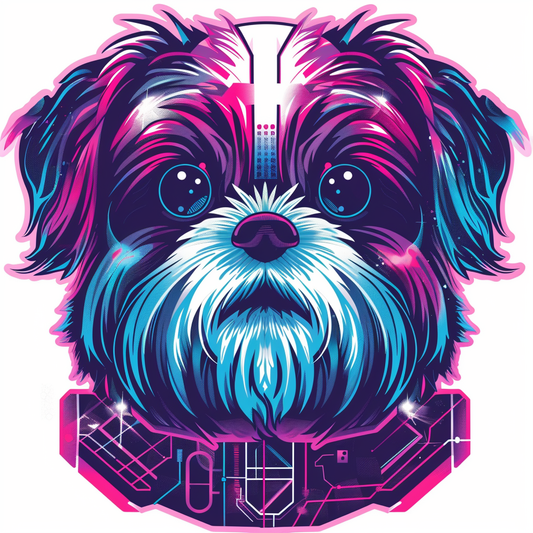 Adorable Shih Tzu Dog Expressive surreal Vinyl Decal Sticker for Car, Laptop, Tumbler and more # F018348