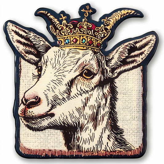 Goat Crowned majestic Expressive surreal Vinyl Decal Sticker for Car, Laptop, Tumbler and more # F020512-4" x 4"