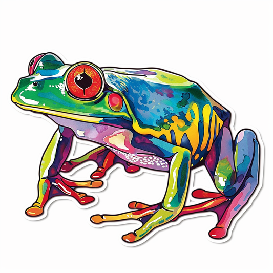 Sticker of a Frog majestic Expressive surreal Vinyl Decal Sticker for Car, Laptop, Tumbler and more # F015828