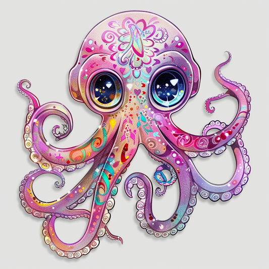 Sticker of a Octopus heartcore texture Expressive surreal Vinyl Decal Sticker for Car, Laptop, Tumbler and more # F015763