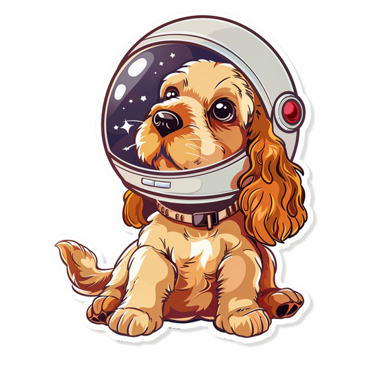 Cute and Adorable Cocker Spaniel Dog Expressive surreal Vinyl Decal Sticker for Car, Laptop, Tumbler and more # F019992-4" x 4"