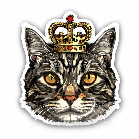 American Shorthair Cat crowned majestic Expressive surreal Vinyl Decal Sticker for Car, Laptop, Tumbler and more # F019825-4" x 4"