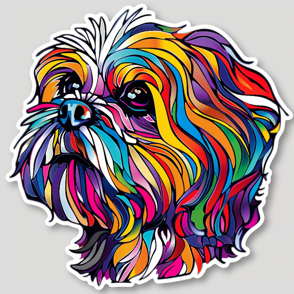 Adorable Shih Tzu Dog Expressive surreal Vinyl Decal Sticker for Car, Laptop, Tumbler and more # F018239