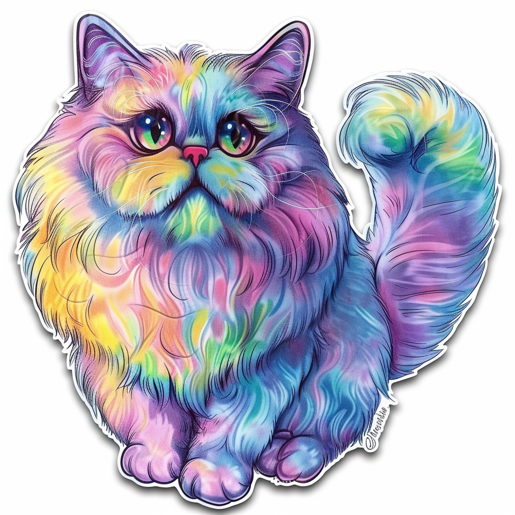 Sticker of a Persian Cat Expressive surreal Vinyl Decal Sticker for Car, Laptop, Tumbler and more # F016388