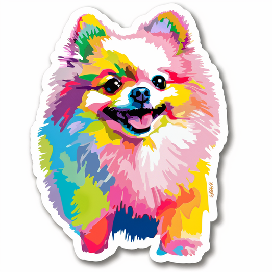 Sticker of a Pomeranian Dog majestic Expressive surreal Vinyl Decal Sticker for Car, Laptop, Tumbler and more # F013803