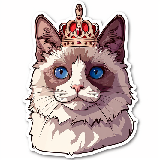 Ragdoll Cat crowned Vinyl Decal Sticker for Car, Laptop, Tumbler and more # F010260