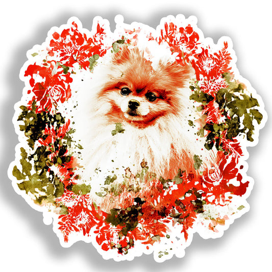 Pomeranian Dog Vinyl Decal Sticker for Car, Laptop, Tumbler and more # A017423-4" x 4"