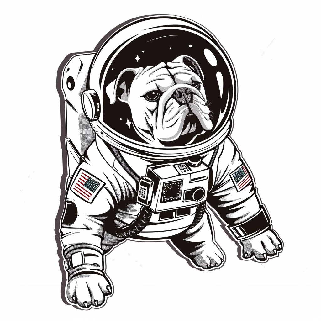 Bulldog Dog astronaut majestic Expressive surreal Vinyl Decal Sticker for Car, Laptop, Tumbler and more # F017341