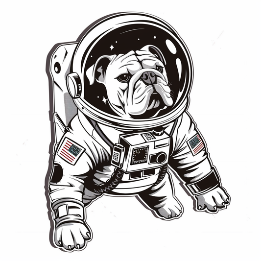 Bulldog Dog astronaut majestic Expressive surreal Vinyl Decal Sticker for Car, Laptop, Tumbler and more # F017341
