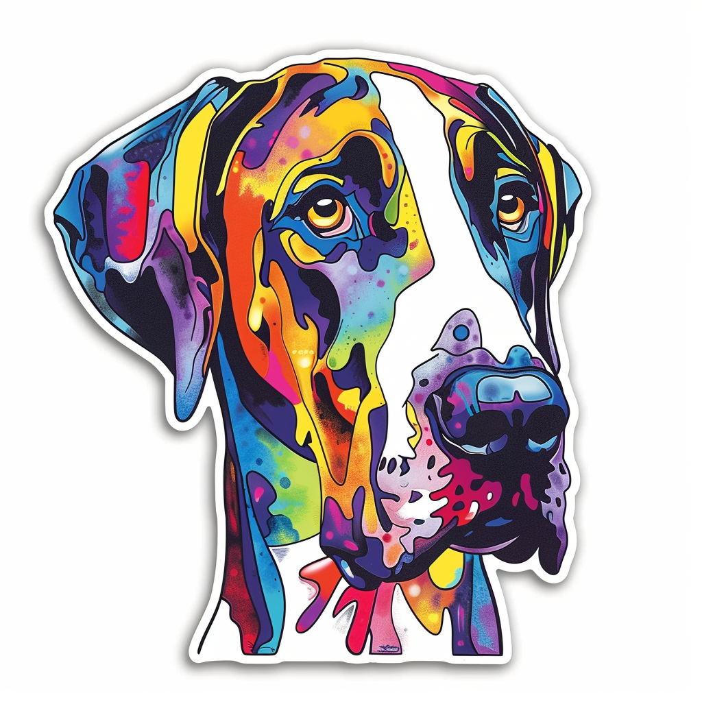 Adorable Great Dane Dog Expressive surreal Vinyl Decal Sticker for Car, Laptop, Tumbler and more # F017882