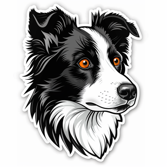 Border Collie Dog majestic Expressive surreal Vinyl Decal Sticker for Car, Laptop, Tumbler and more # F021771-4" x 4"