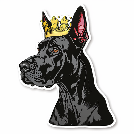 Great Dane Dog crowned majestic Expressive surreal Vinyl Decal Sticker for Car, Laptop, Tumbler and more # F017824