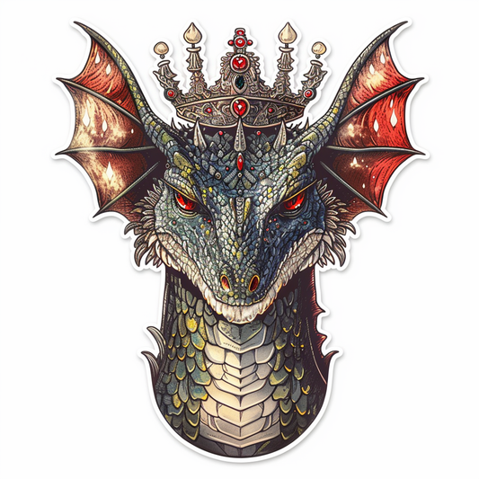 Dragon crowned majestic Expressive surreal Vinyl Decal Sticker for Car, Laptop, Tumbler and more # F019019