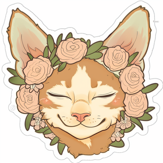 Adorable Cornish Rex Cat Expressive surreal Vinyl Decal Sticker for Car, Laptop, Tumbler and more # F021591-4" x 4"