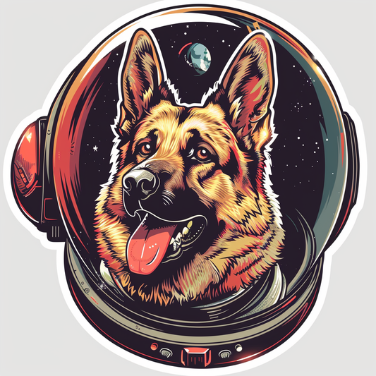 German Shepherd Dog astronaut Vinyl Decal Sticker for Car, Laptop, Tumbler and more # F011694