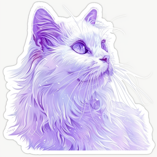 Adorable Turkish Angora Cat  Vinyl Decal Sticker for Car, Laptop, Tumbler and more # F020939-4" x 4"