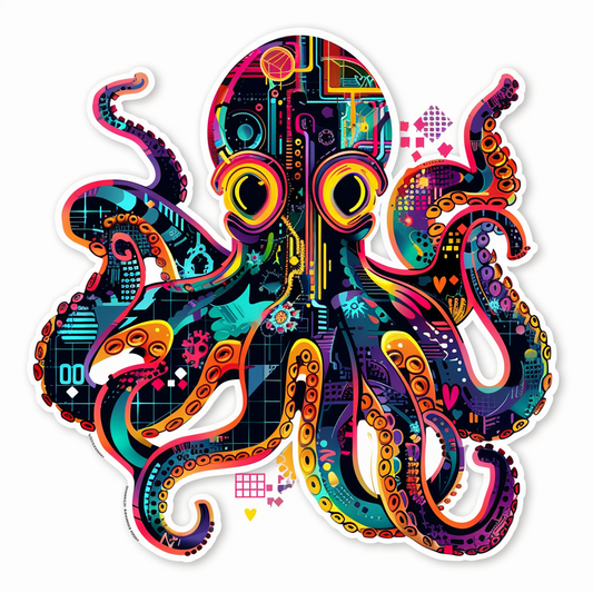 Octopus cyber punk majestic Expressive surreal Vinyl Decal Sticker for Car, Laptop, Tumbler and more # F015561