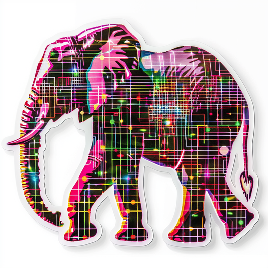 Elephant Expressive surreal Vinyl Decal Sticker for Car, Laptop, Tumbler and more # F022202-4" x 4"