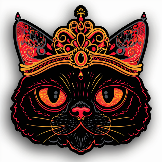 Persian Cat crowned majestic Expressive surreal Vinyl Decal Sticker for Car, Laptop, Tumbler and more # F016146