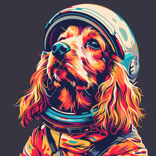 Cocker Spaniel Dog astronaut majestic Expressive surreal Vinyl Decal Sticker for Car, Laptop, Tumbler and more # F020215-4" x 4"