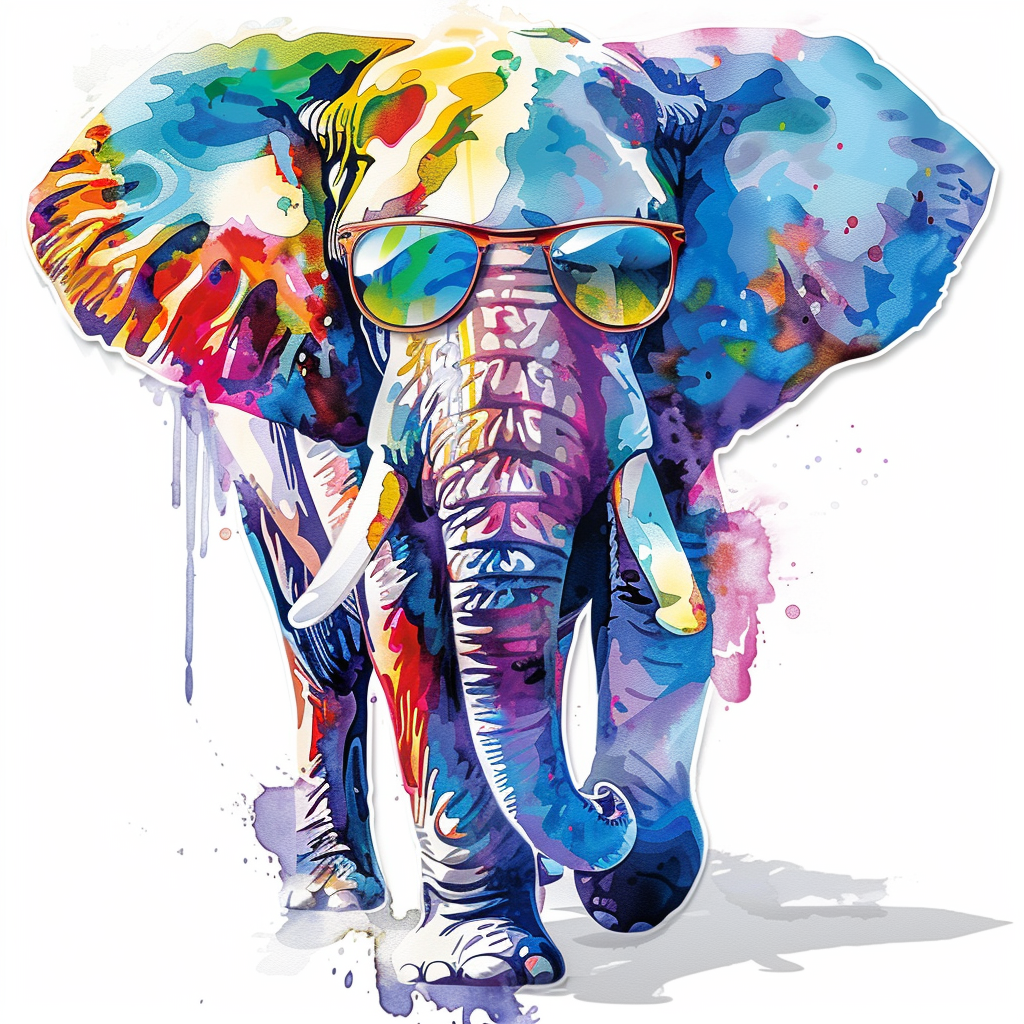Elephant Expressive surreal Vinyl Decal Sticker for Car, Laptop, Tumbler and more # F022211-4" x 4"