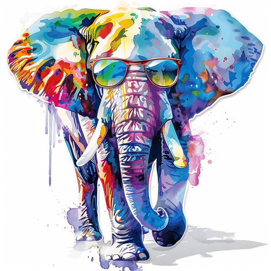Elephant Expressive surreal Vinyl Decal Sticker for Car, Laptop, Tumbler and more # F022211-4" x 4"