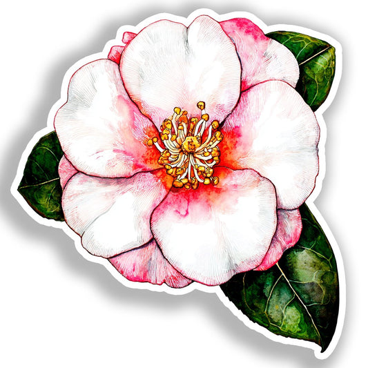 Camellia Flower Vinyl Decal Sticker for Car, Laptop, Tumbler and more # A018906-4" x 4"