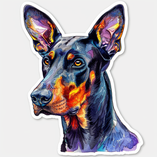 Sticker of a Doberman Pinscher Dog majestic Expressive surreal Vinyl Decal Sticker for Car, Laptop, Tumbler and more # F019209