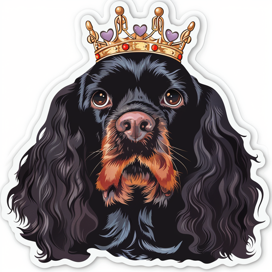 Cocker Spaniel Dog crowned majestic Expressive surreal Vinyl Decal Sticker for Car, Laptop, Tumbler and more # F020226-4" x 4"