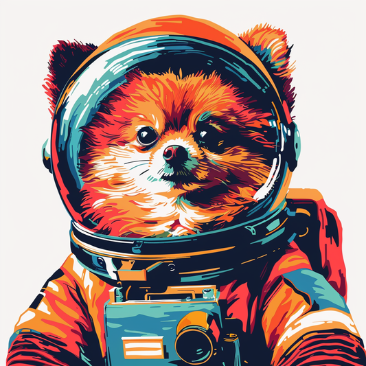 Sticker of a Pomeranian Dog astronaut majestic Expressive surreal Vinyl Decal Sticker for Car, Laptop, Tumbler and more # F013884