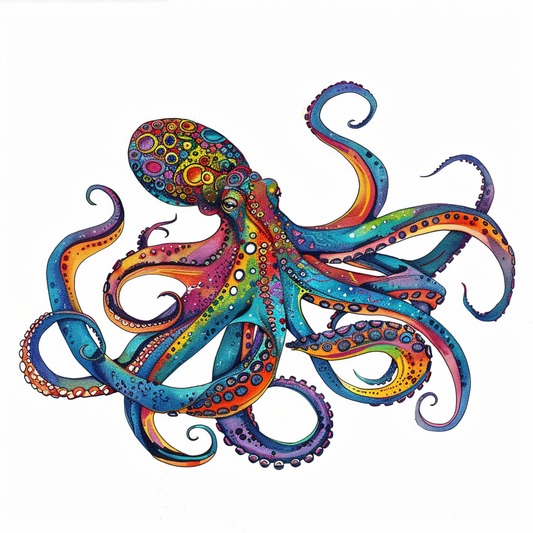 Octopus heartcore majestic Expressive surreal Vinyl Decal Sticker for Car, Laptop, Tumbler and more # F015510-12" x 12"