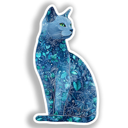 Russian Blue Cat Vinyl Decal Sticker for Car, Laptop, Tumbler and more # A019205-4" x 4"
