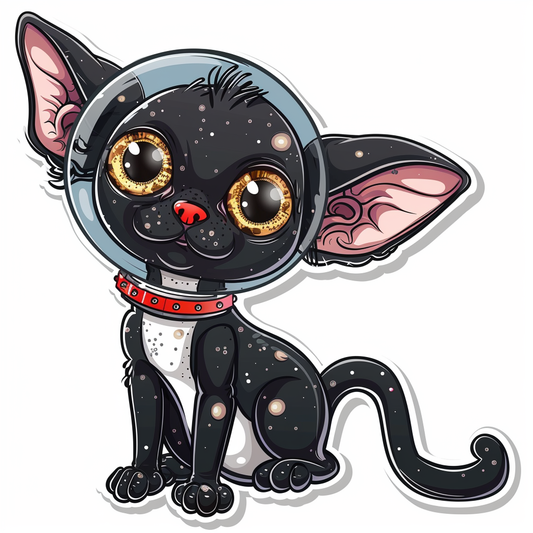 Adorable Cornish Rex Cat Expressive surreal Vinyl Decal Sticker for Car, Laptop, Tumbler and more # F021596-4" x 4"