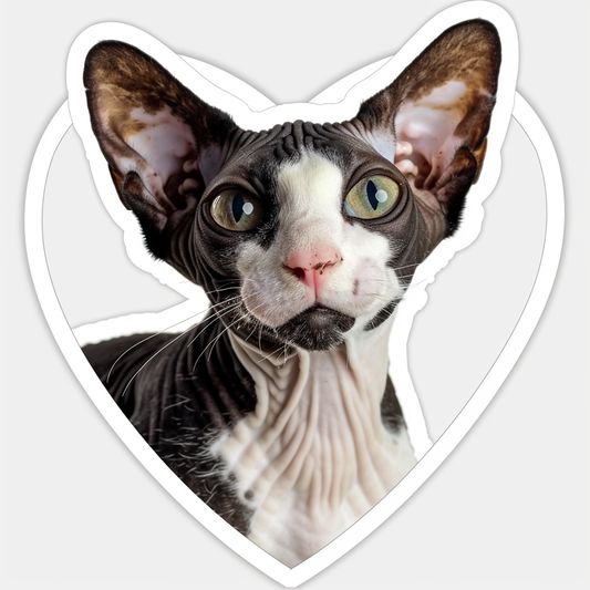 Adorable Cornish Rex Cat Expressive surreal Vinyl Decal Sticker for Car, Laptop, Tumbler and more # F021538-4" x 4"