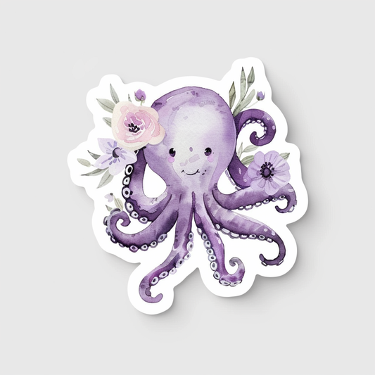 Adorable Octopus with chubby cheeks Expressive surreal Vinyl Decal Sticker for Car, Laptop, Tumbler and more # F015983