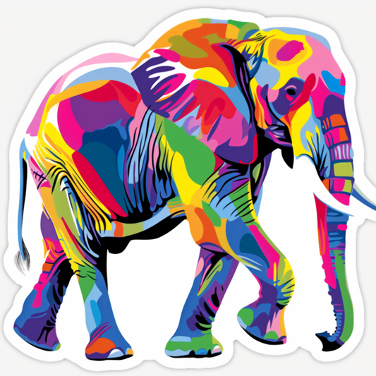 Elephant Expressive surreal Vinyl Decal Sticker for Car, Laptop, Tumbler and more # F022320-4" x 4"