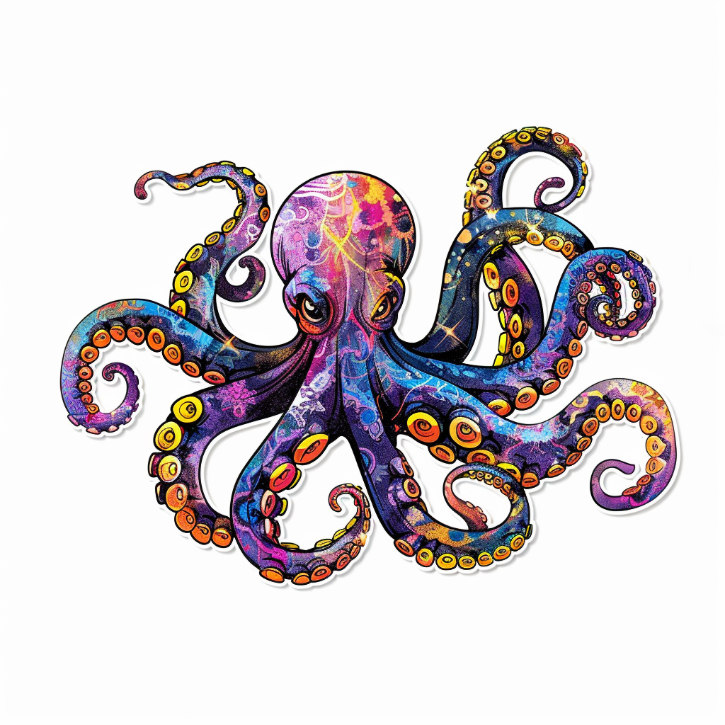 Sticker of an Octopus astronaut majestic Expressive surreal Vinyl Decal Sticker for Car, Laptop, Tumbler and more # F015661