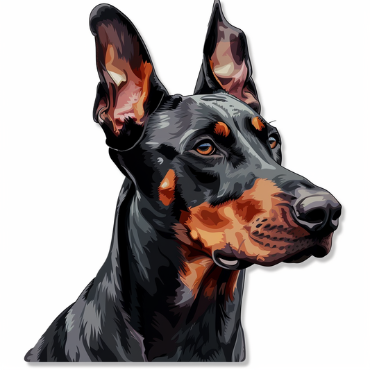 Doberman Pinscher Dog majestic Expressive surreal Vinyl Decal Sticker for Car, Laptop, Tumbler and more # F019328
