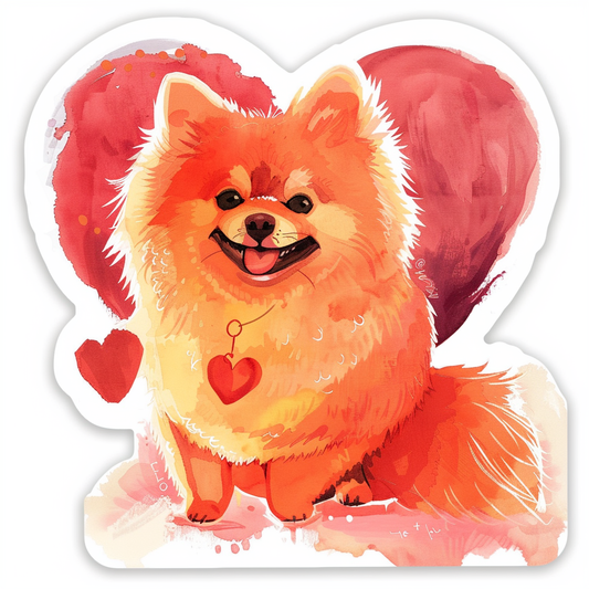 Sticker of a Pomeranian Dog majestic Expressive surreal Heartcore Vinyl Decal Sticker for Car, Laptop, Tumbler and more # F013964