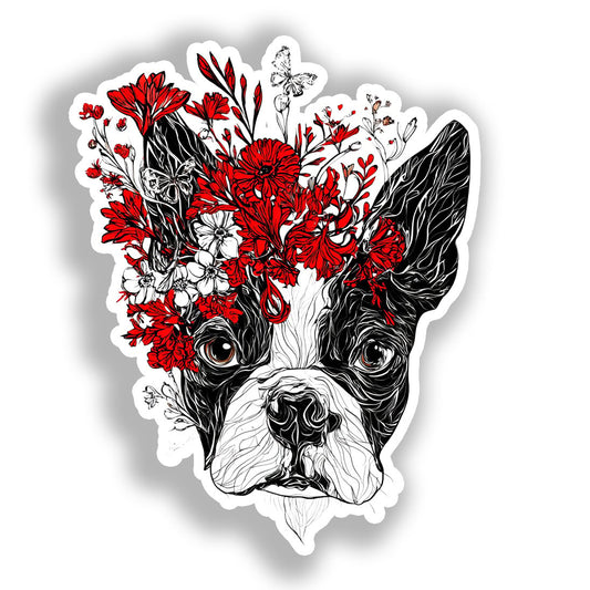 Boston Terrier Dog Vinyl Decal Sticker for Car, Laptop, Tumbler and more # A018966-4" x 4"