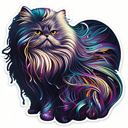 Persian Cat Expressive surreal Vinyl Decal Sticker for Car, Laptop, Tumbler and more # F016565