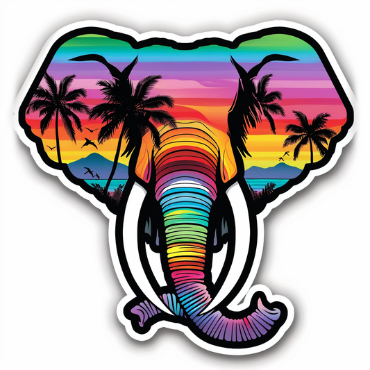 Elephant Expressive surreal Vinyl Decal Sticker for Car, Laptop, Tumbler and more # F022313-4" x 4"