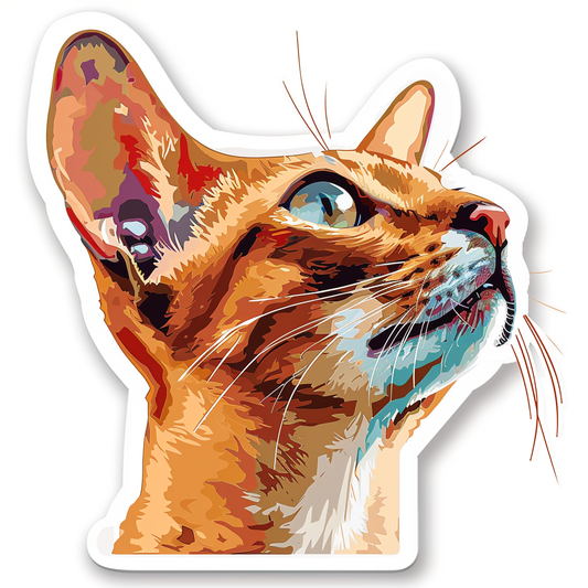 Abyssinian Cat astronaut majestic Expressive surreal Vinyl Decal Sticker for Car, Laptop, Tumbler and more # F021115-4" x 4"