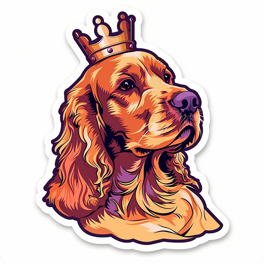 Cocker Spaniel Dog crowned majestic Expressive surreal Vinyl Decal Sticker for Car, Laptop, Tumbler and more # F020271-4" x 4"