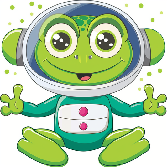Sticker of a Cute and Adorable Frog full body wearing space suit Expressive surreal Vinyl Decal Sticker for Car, Laptop, Tumbler and more # F016640