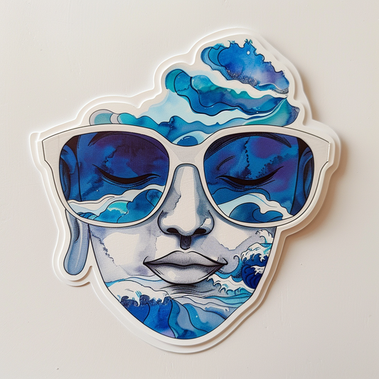 Sticker of a Buddha wearing sunglasses majestic Expressive surreal Vinyl Decal Sticker for Car, Laptop, Tumbler and more # F016822