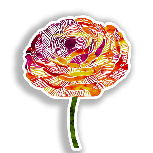 Ranunculus Flower Vinyl Decal Sticker for Car, Laptop, Tumbler and more # A019242-4" x 4"